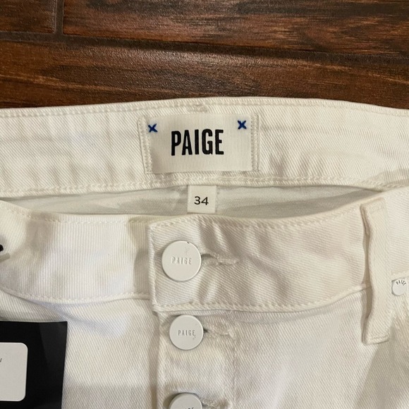 NWT PAIGE Women's 34 Cindy Exposed Buttonfly High Rise Straight Leg‎ White Plus - Picture 5 of 10